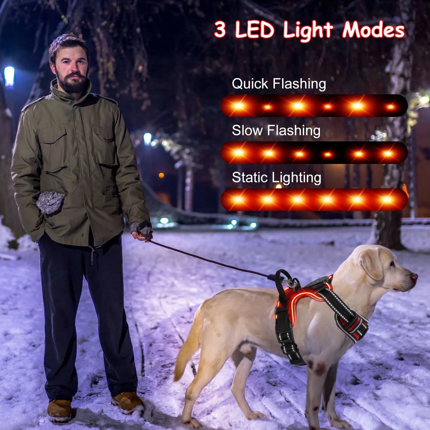 Night Beacon LED Dog Harness – Illuminate Every Walk, Protect Your Pup