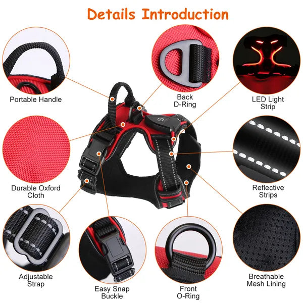 Night Beacon LED Dog Harness – Illuminate Every Walk, Protect Your Pup