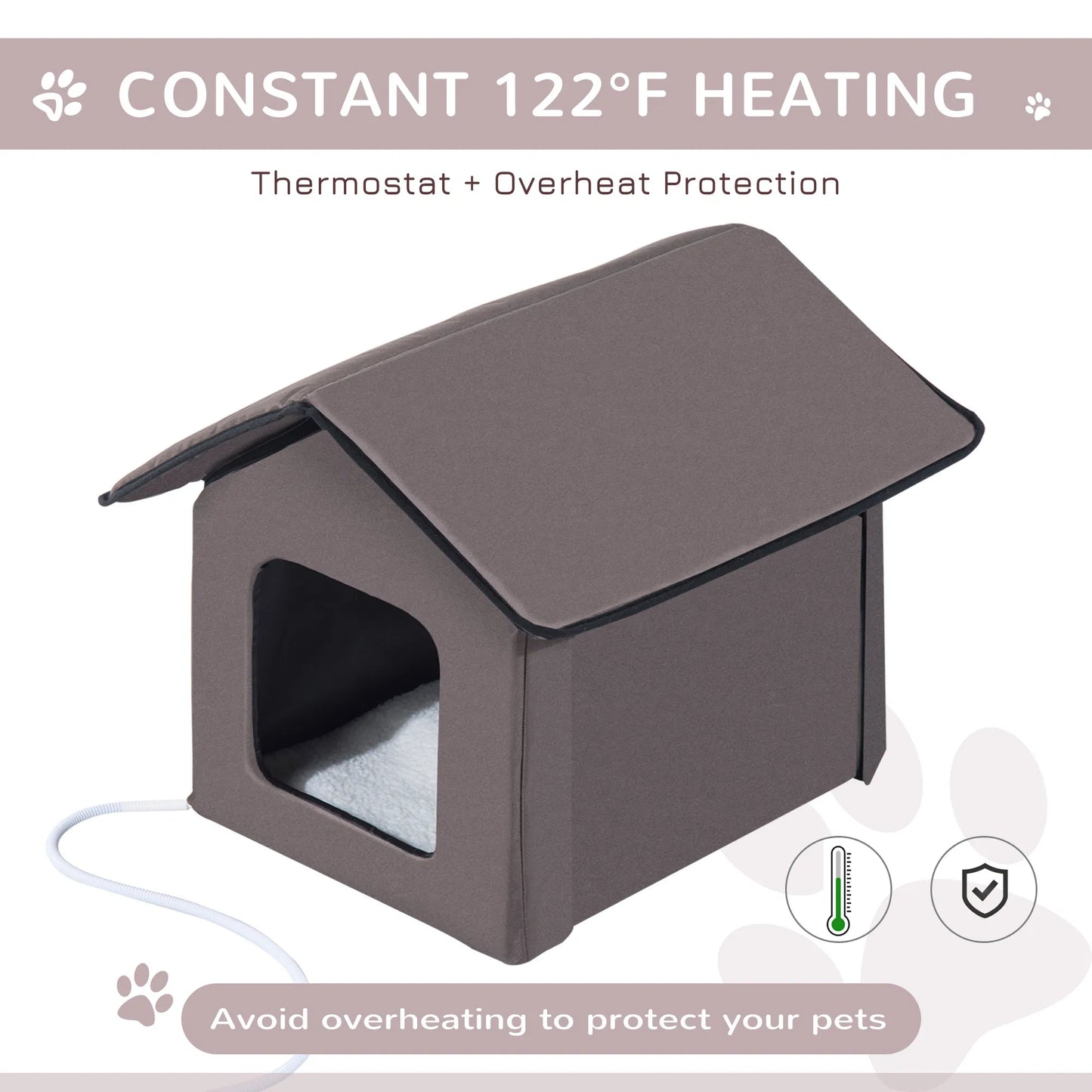 Heated Pet House – Safe Indoor/Outdoor Shelter with Thermostat & Overheat Protection