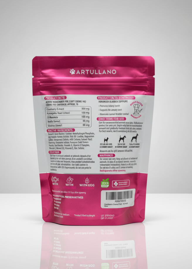Cranberry Advanced Bladder Health Soft Chews for Dogs – Kidney Support (Duck Flavor)