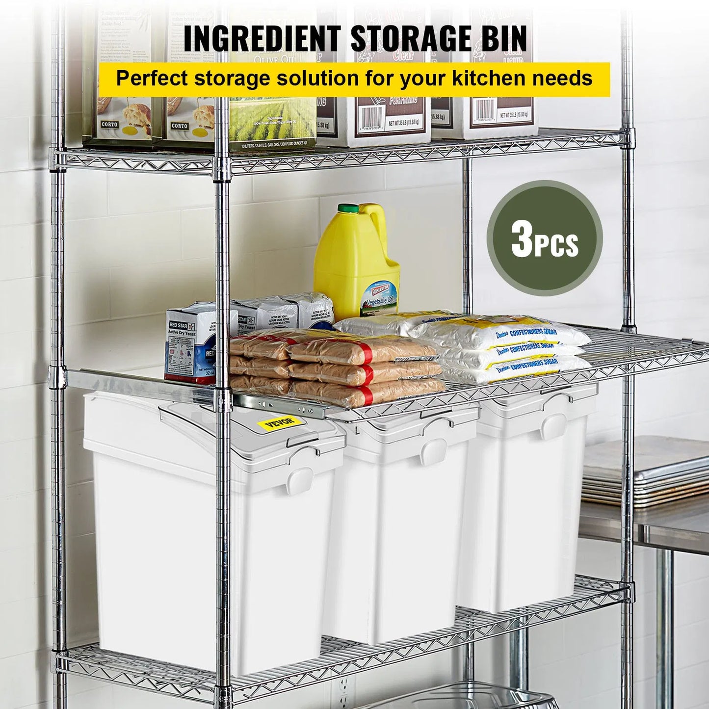 Keep Food Safe 20 L VEVOR Airtight Pet Food Dispenser Bin – BPA‑Free, Locking Lid, Rollers, Measuring Scoops
