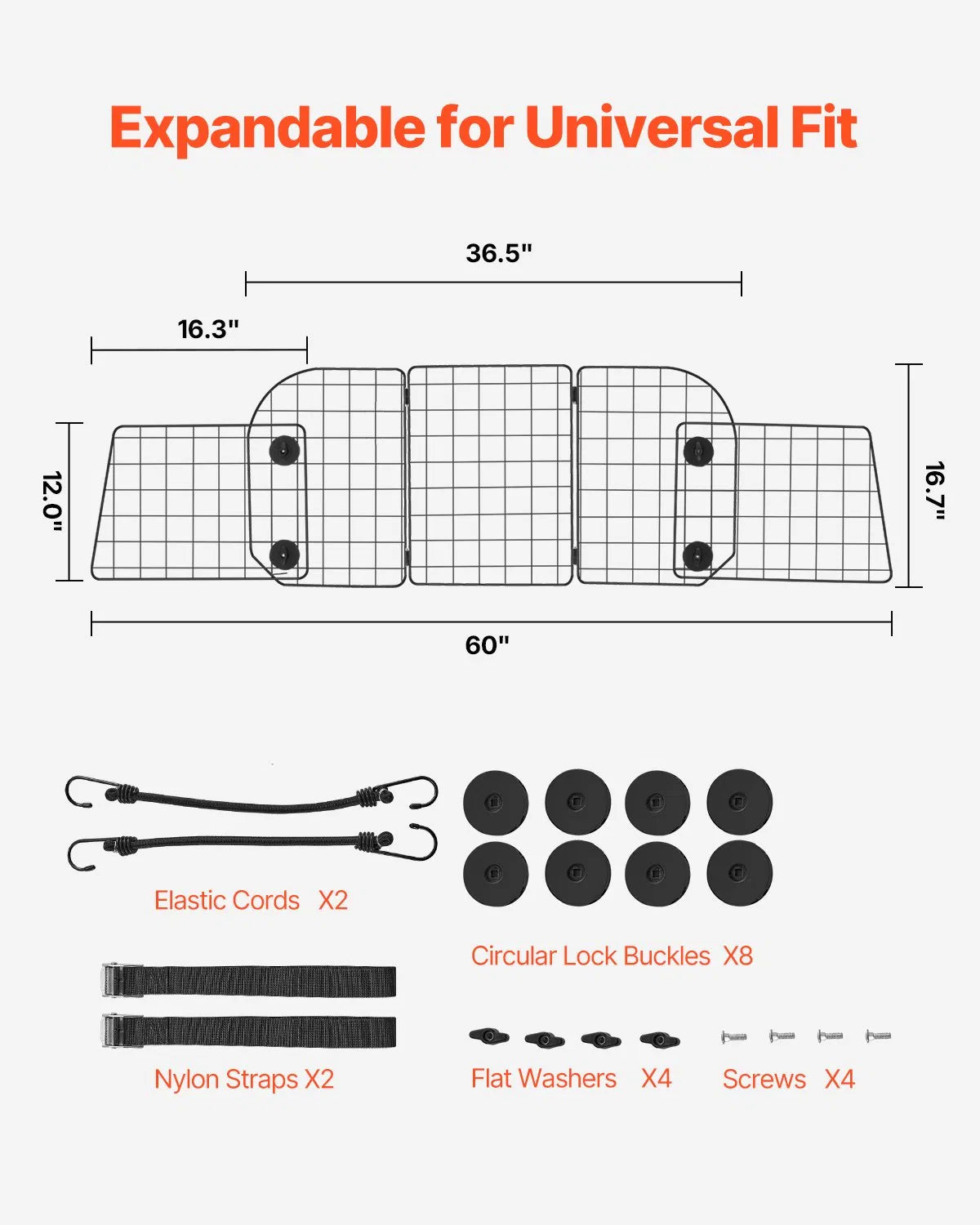 Heavy‑Duty Adjustable Wire Mesh Dog Car Divider | Universal Fit SUV/Truck Pet Barrier