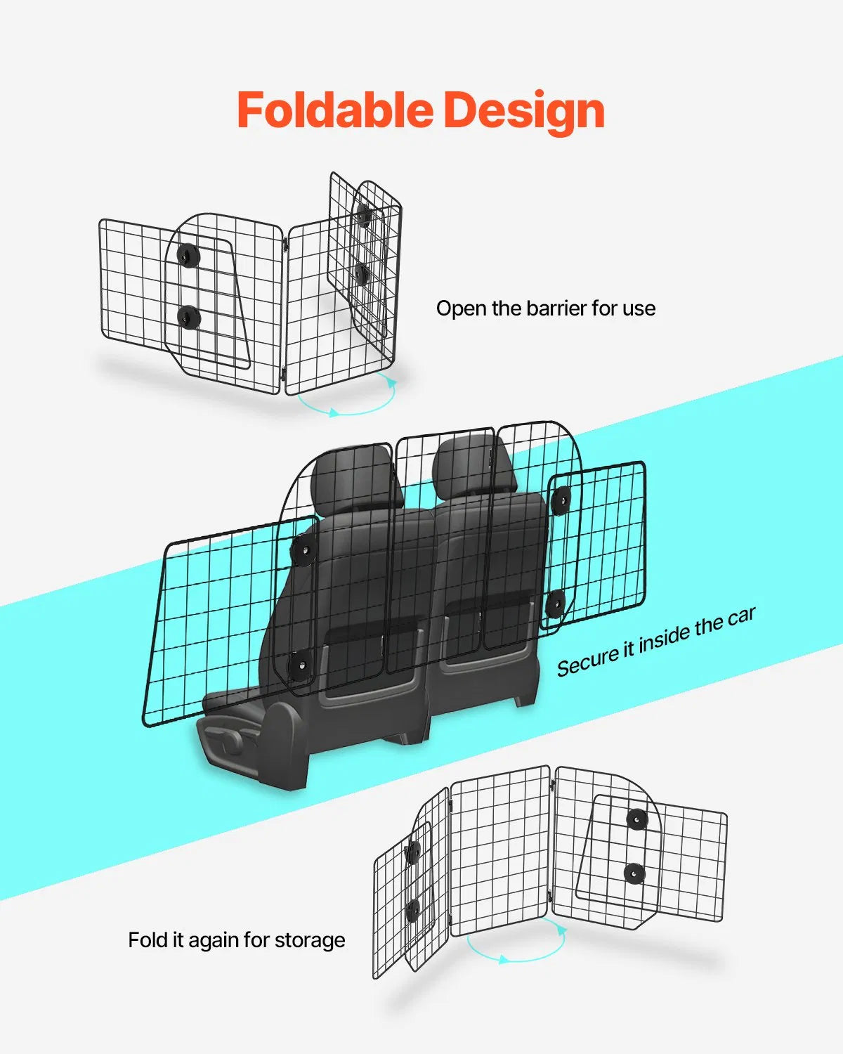 Heavy‑Duty Adjustable Wire Mesh Dog Car Divider | Universal Fit SUV/Truck Pet Barrier